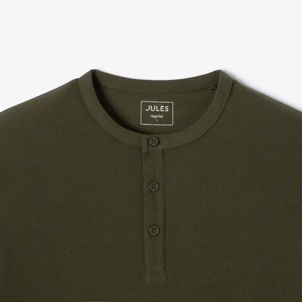 Tee shirt col tunisien gaufré uni