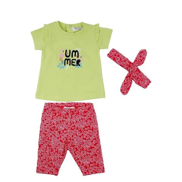 ENSEMBLE 3 PIÈCES VERT FILLE 18MOIS-2ANS BABYBOL