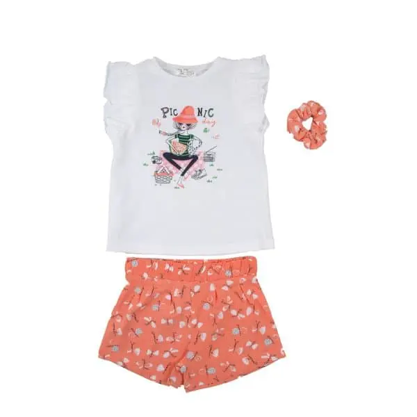 ENSEMBLE SHORT T-SHIRT PIC NIC PETITE FILLE BABYBOL 141324 2A-6A