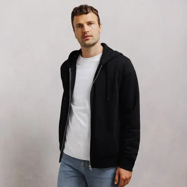 Ensemble sweat zippé et jogging loose - Noir