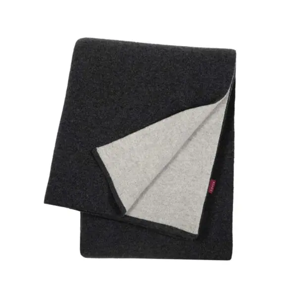 Yves Delorme - Plaid en laine polyamide gris, Verso - Yves Delorme