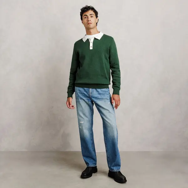 Polo en maille contrasté uni