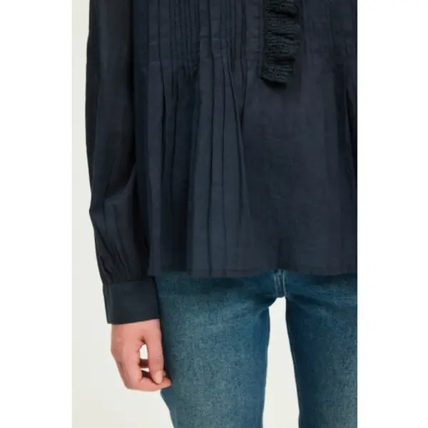 Blouse romantique à col en coton - AMINA - Pablo Corbeil
