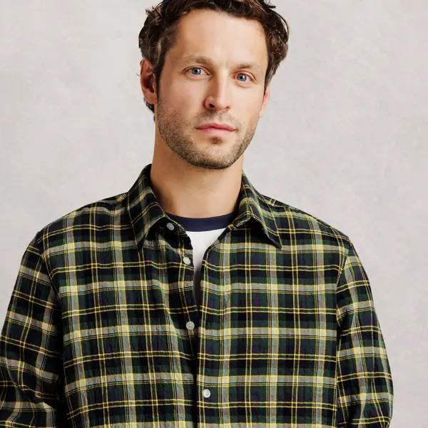 Chemise regular col français à carreaux