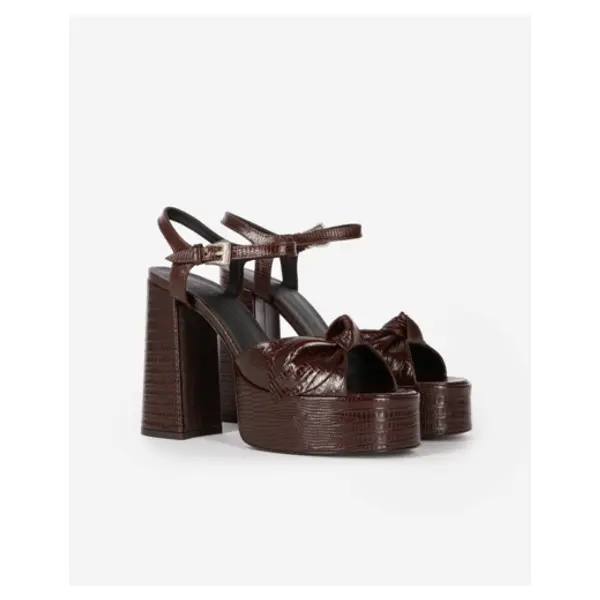 Sandales à talons en cuir marron brown - The Kooples Corbeil