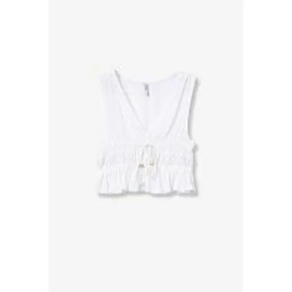 Top Blanc Col V Femme Tiffosi XS au L