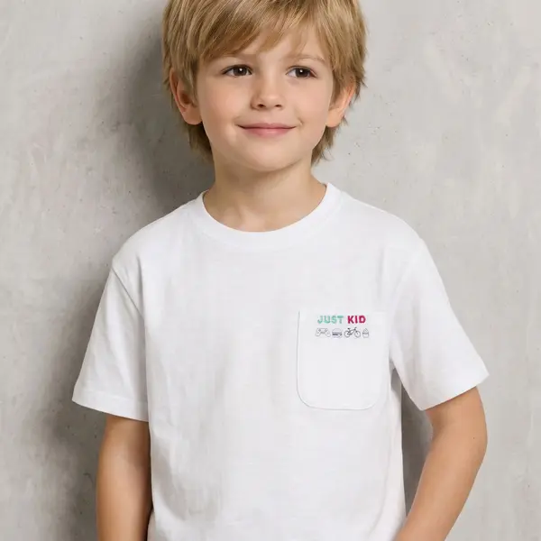 Ensemble t-shirt fête des pères "Just Kid" - Blanc