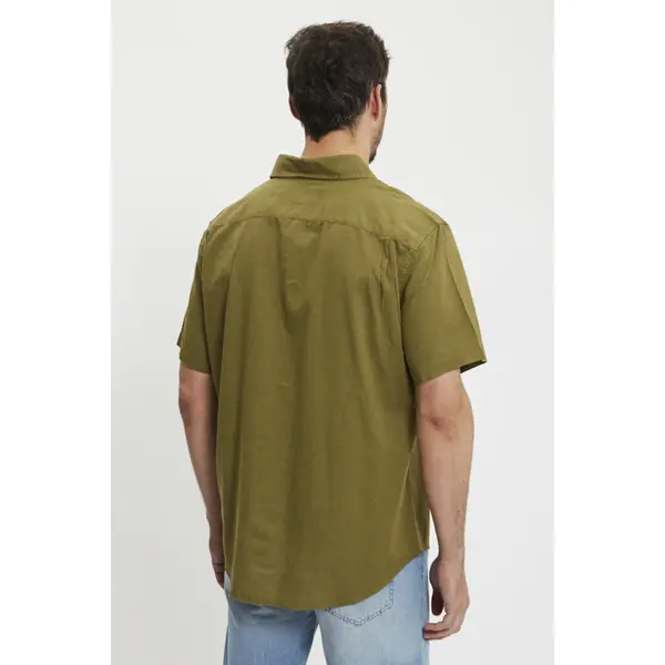 Chemise Classic lin & coton vert olive