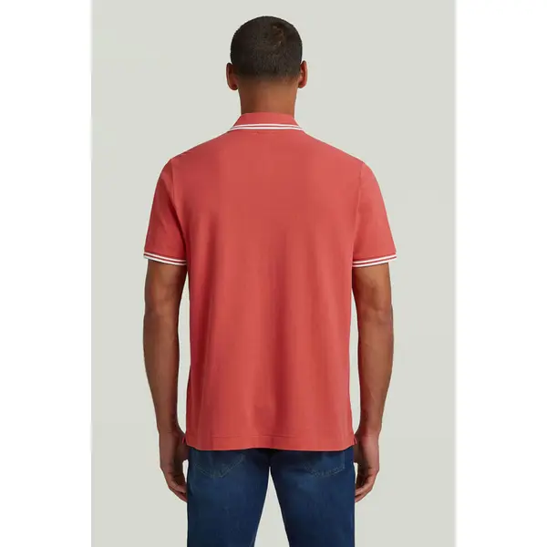 Polo chest logo striped rouge