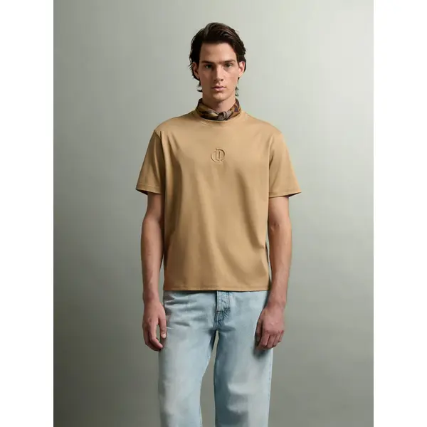 T-shirt col rond en coton mercerisé