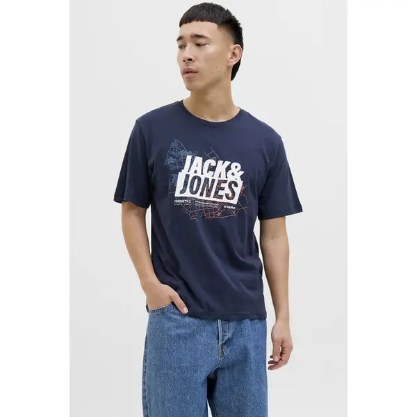 T-shirt logo Map bleu marine