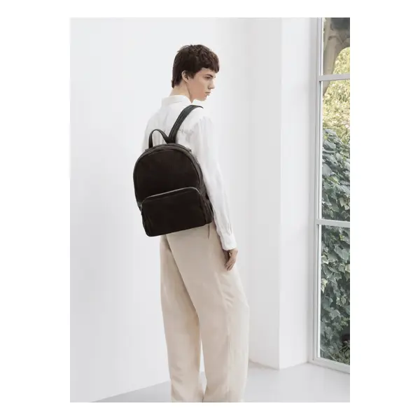 Sac à dos zippé Emile en cuir côtelé et lisse - Le Tanneur
