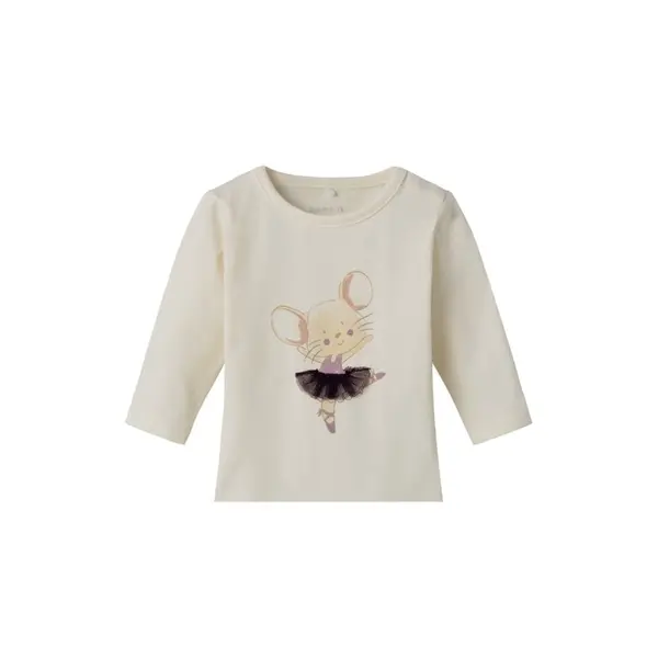 T-SHIRT BEBE FILLE MANCHES LONGUES ECRU NAME IT