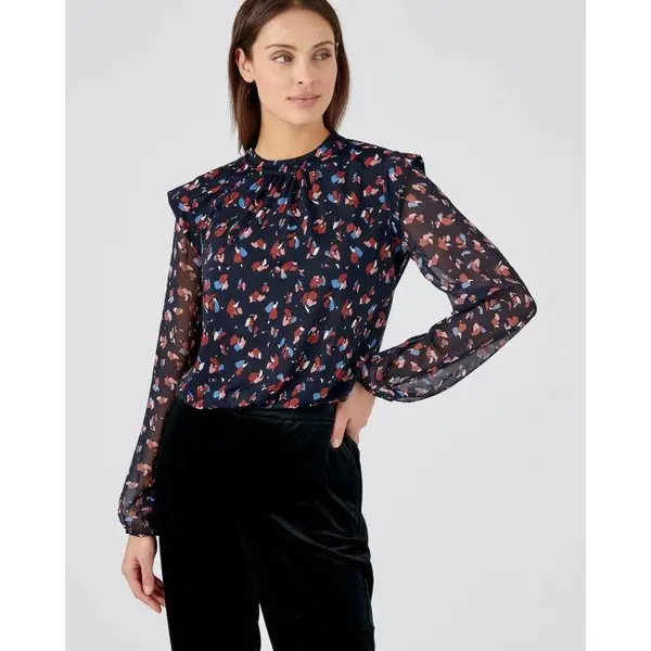 Tee-shirt bi-matière voile et crêpe recyclé, manches longues