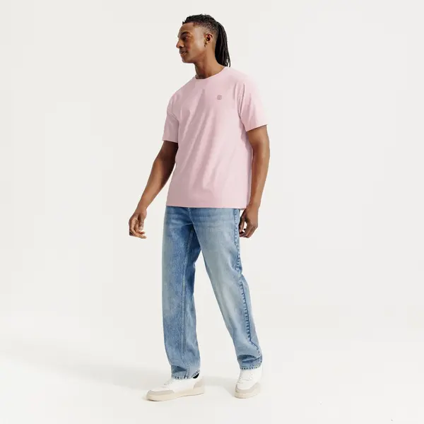 Tee shirt effet microrayé broderie poitrine
