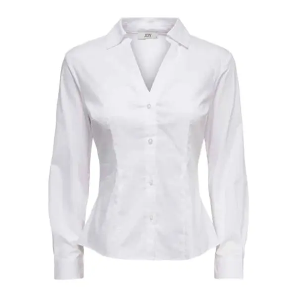 Chemise blanche ajustée manches longues col V JDY Mio