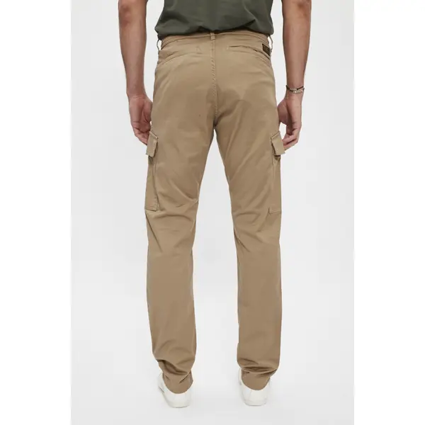 Pantalon cargo camel coton et élasthanne