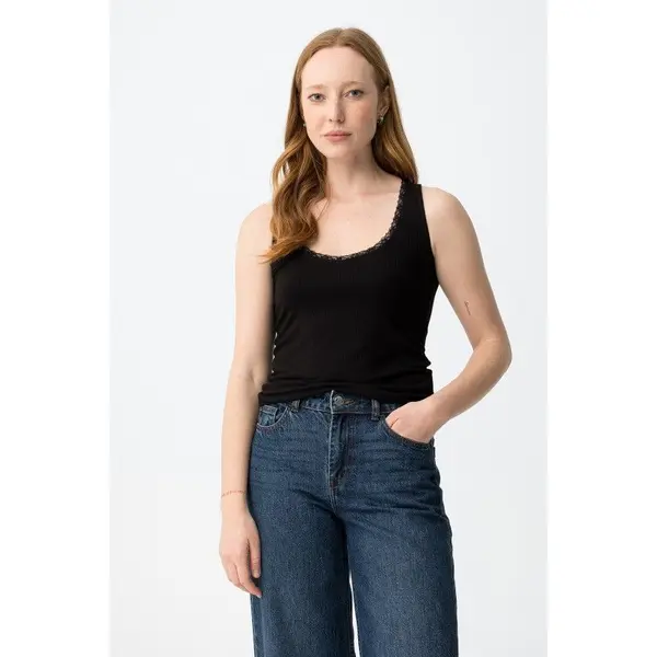 Lot 2 Débardeurs Femme Noir & Blanc Dentelle Tiffosi VIGO