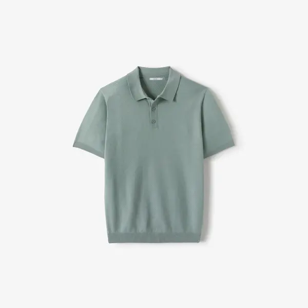 Polo en maille col boutonné jeux de points