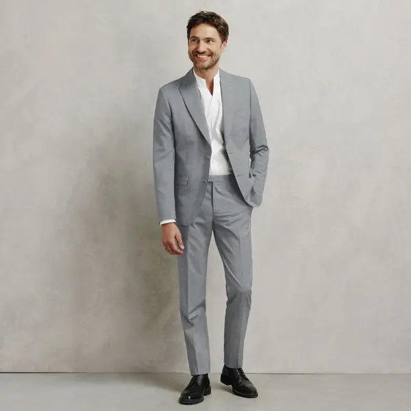 Costume 2 pièces slim 100% laine italienne - Gris clair