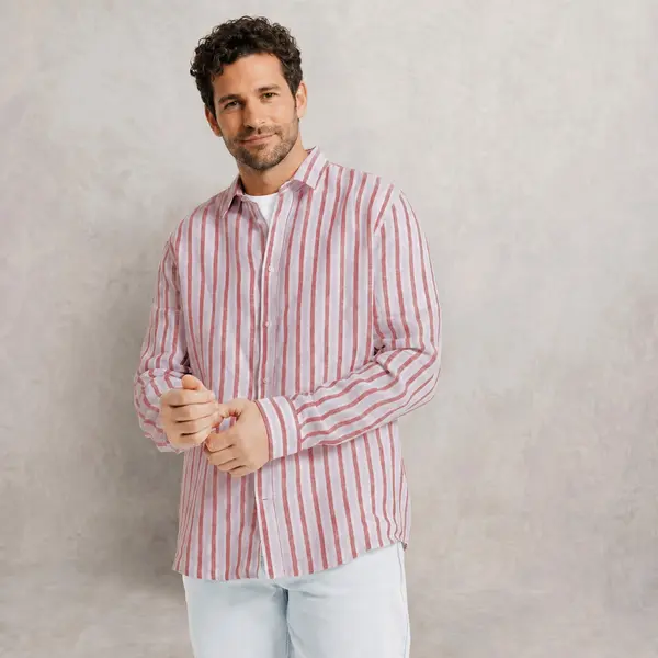 Chemise 100% lin rayée