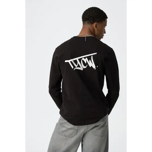 T-shirt noir manches longues avec logo TYCW Tiffosi ado garçon