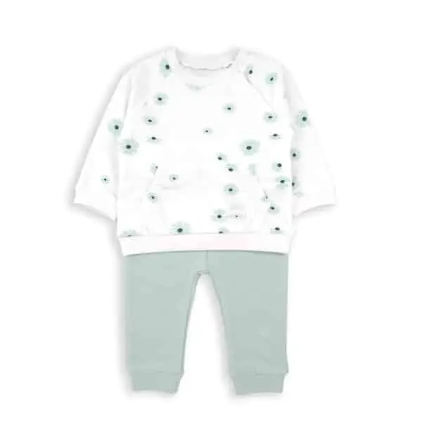 Ensemble Vert Clair Sweat et Pantalon Bébé Fille 3M-18M BabyBol - Confortable et Pratique