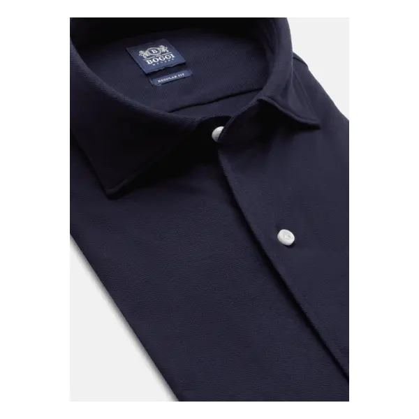Polo chemise en coton piqué coupe droite - Boggi milano