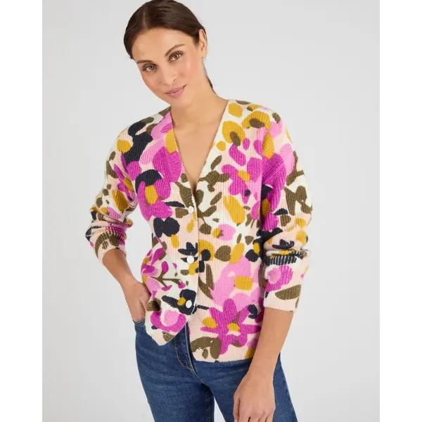 Gilet côtelé imprimé fleurs