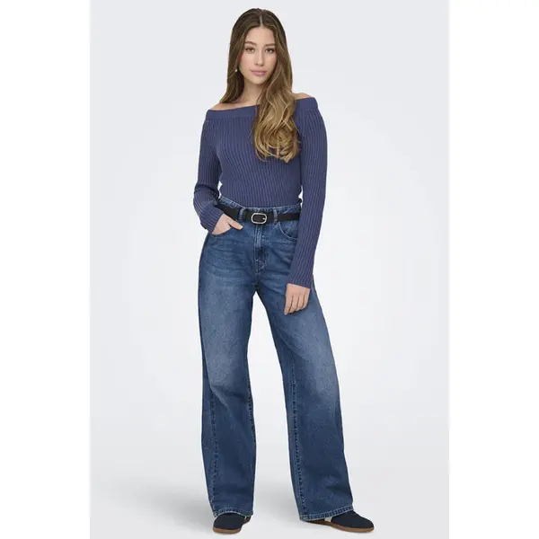 Pull à épaules dénudées bleu
