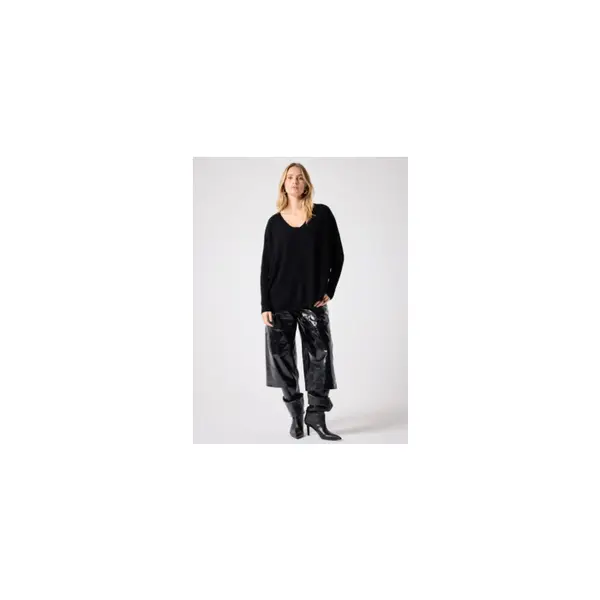 Pull poncho cachemire col v faustine noir - Notshy