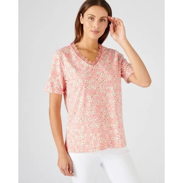 Tee-shirt imprimé détails dentelle