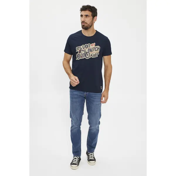 T- shirt regular fit col rond bleu marine