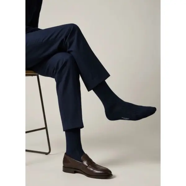 Chaussettes côtelées double fil d?Ecosse unies - Figaret