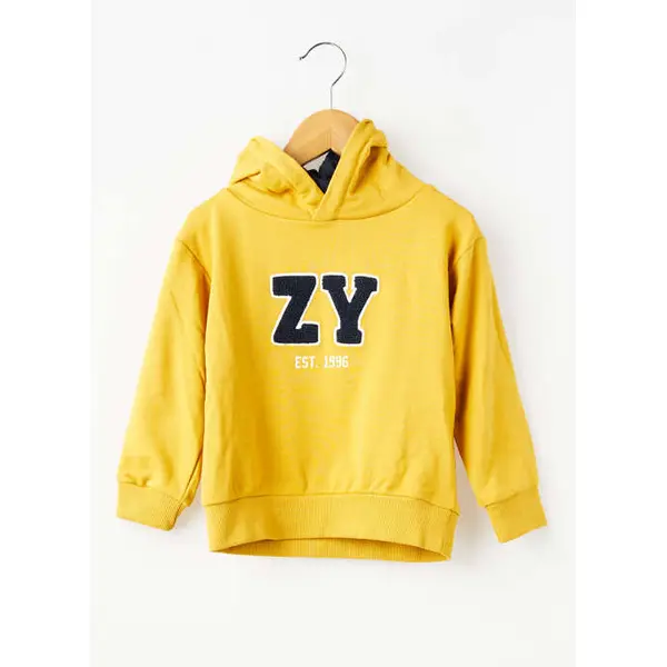 Sweat-shirt À Capuche Zy Jaune Manches Longues
