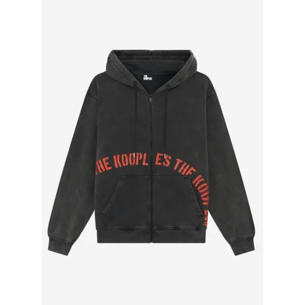 Sweatshirt zippé avec sérigraphie noir homme - The kooples