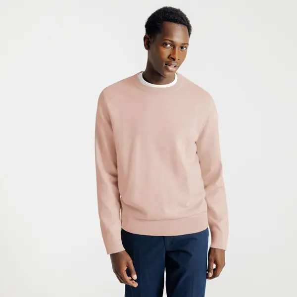 Pull col rond jeux de points fantaisie