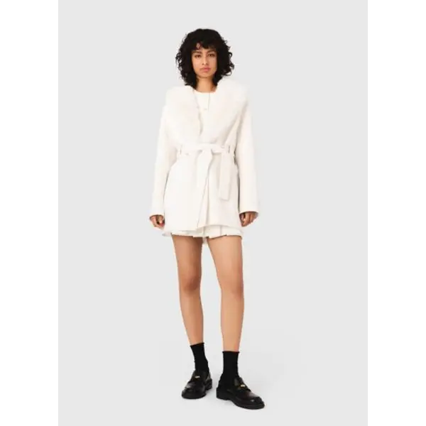 Manteau long en fausse fourrure - Maje