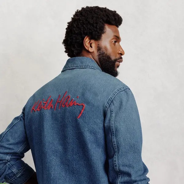 Surchemise en jean brodée licence Keith Haring