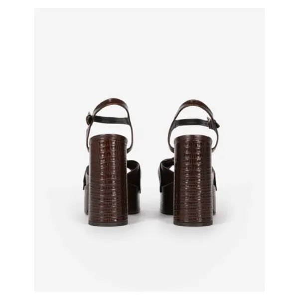 Sandales à talons en cuir marron brown - The Kooples Corbeil