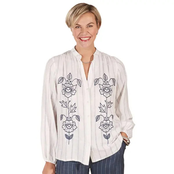 Blouse brodée fleurs