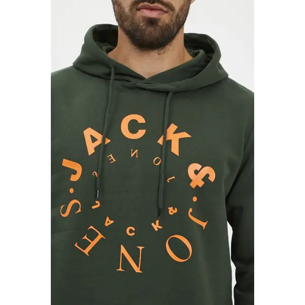 Sweat hood vert floqué
