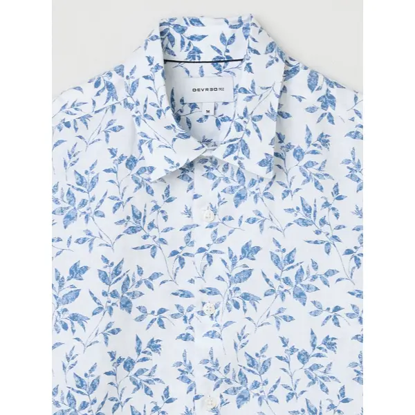 Chemise manches courtes en lin fleurie