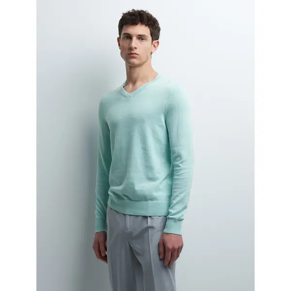 Pull col V en coton
