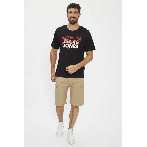 T-shirt noir logo Graphique rouge et blanc