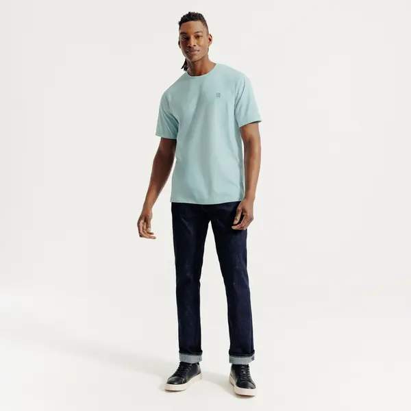 Tee shirt effet microrayé broderie poitrine