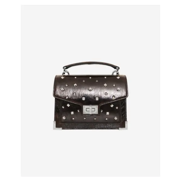 Sac emily small en cuir craquelé marron brown - The Kooples Talange
