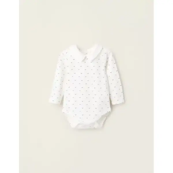 Body Blanc à Motif Oiseaux Bleus Col Claudine pour Nouveau-né Zippy :