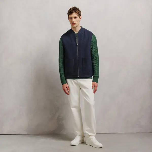 Pull col rond coton laine torsadé