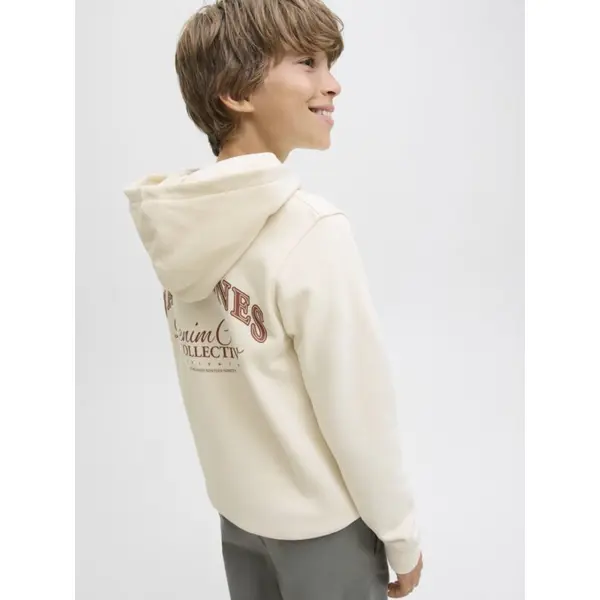 Sweat à capuche beige logo dos Jack and Jones Junior garçon 10-16 ans